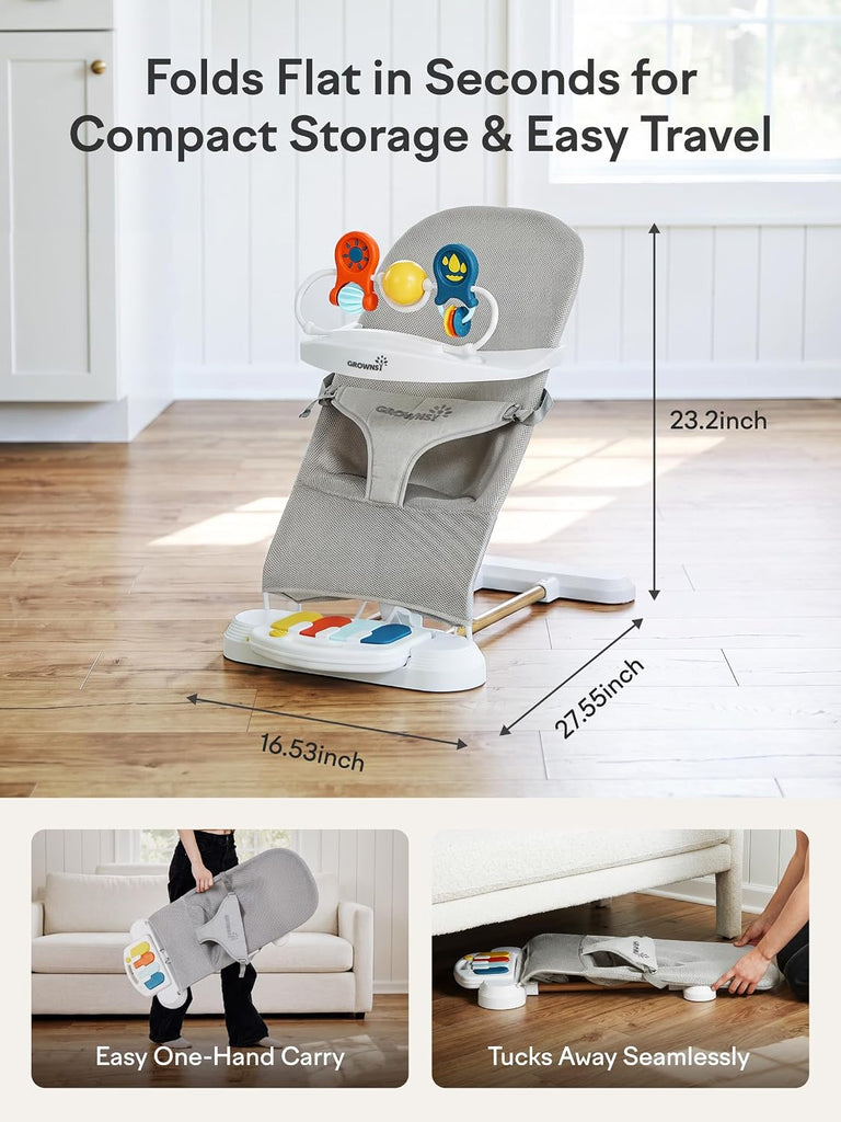Baby Bouncer with 3 Recline Positions, Bouncer Seat for 0-6 Months