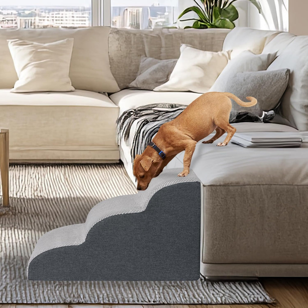 Pet Steps Dog Stairs for Sofa Couch and Bed High Density Sponge Pet Ramp with Removable Washable Cover Non-Slip Base