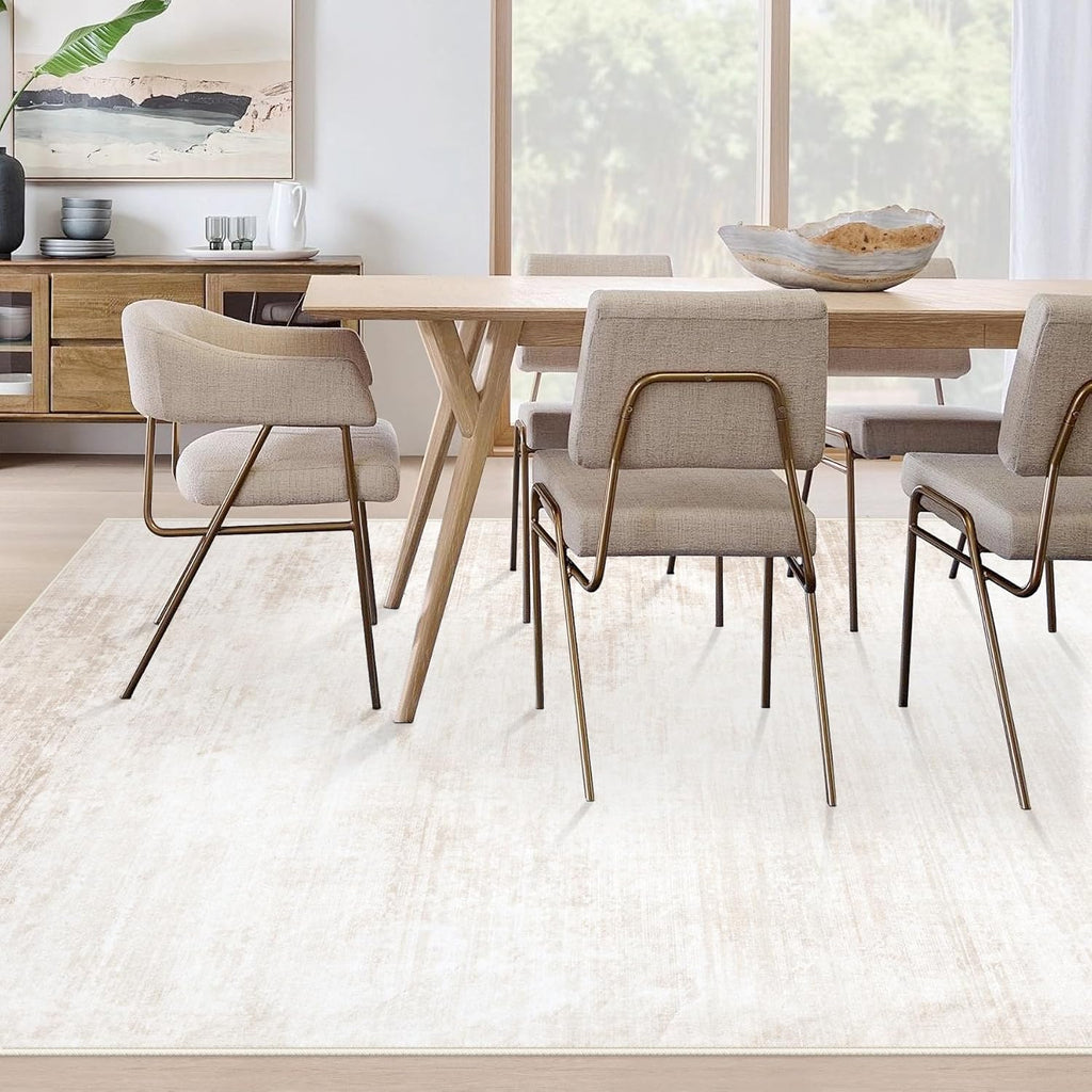 Area Rugs 8x10 Living Room: Washable Rug Modern Abstract Large Rugs Soft Non Slip Neutral Rug Stain Resistant Indoor