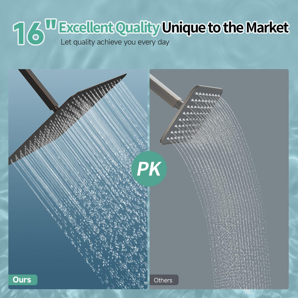 Luxury 16 Inch Extra Large Square Stainless Steel Shower Head High Pressure Rainfall Showerhead Ultra Thin Water