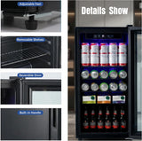 Beverage Refrigerator, 160 Can Freestanding Mini Fridge with Glass Door for Soda