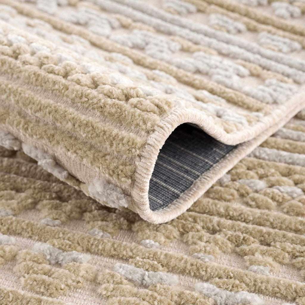Alvan Hallway, Kitchen Machine Washable Runner Rug - Striped Geometric Textured - Traditional Transitional Modern