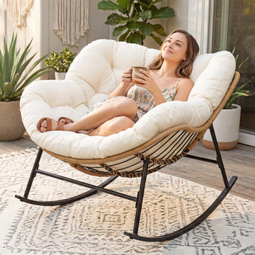 Oversized Rocking Egg Chair, Outdoor Royal Papasan Rocking Chair