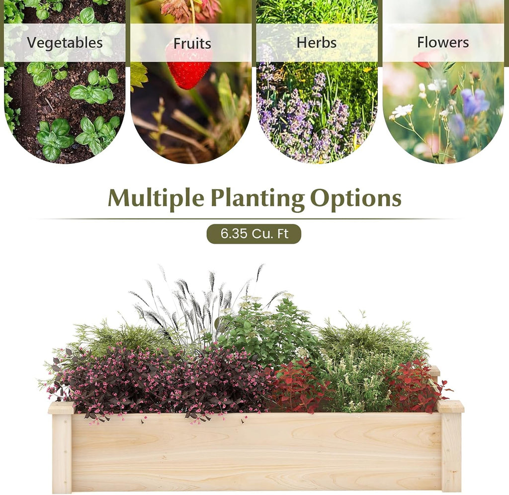 Wooden Raised Garden Bed, Rectangular Planter Box for Vegetables, Fruits, Flowers, Herbs, 48" Lx24 Wx10 H Outdoor
