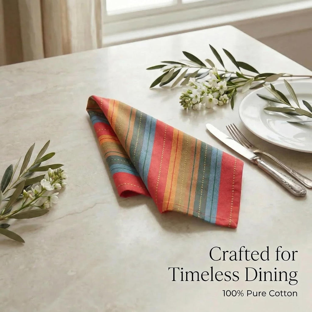 Cloth Napkins Cotton 20x20 (Set of 12) Red Stripes