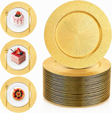 Gold Charger Plates Bulk 50 Pcs, 13" Chargers For Dinner Plates - Set of 50
