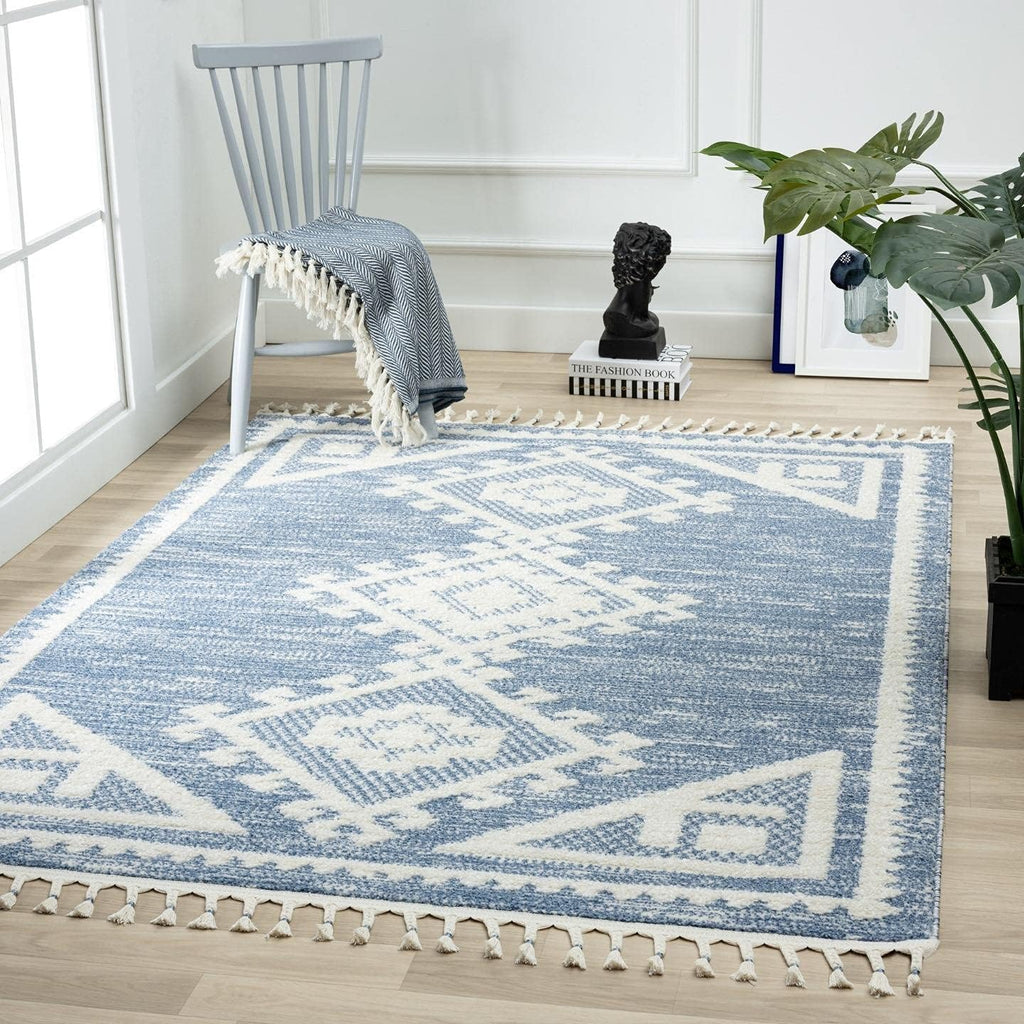 South Western Geometric Area Rug Blue