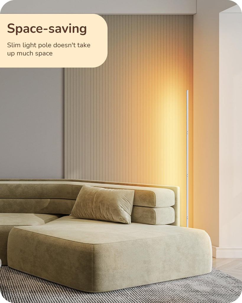 59.84" LED Corner Floor Lamp, 3000K & Stepless Dimmable, White
