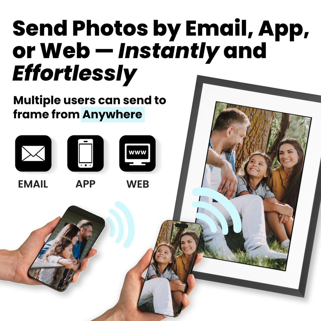 No Subscription, 10in WiFi Digital Picture Frame, Email App Web, USA Company, 32gb Touch Screen, Play Videos up to