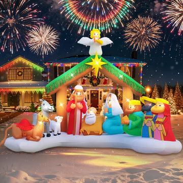 12FT Giant Christmas Inflatables Nativity Scene Outdoor Decorations