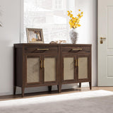 60" Farmhouse Buffet Cabinet with Metal Mesh Doors, Modern Sideboard Credenza with Drawers