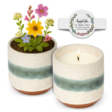 Mint & Eucalyptus Scented, 8.5oz Ceramic Pot, Aromatherapy Candles, 100% Soy, Edith