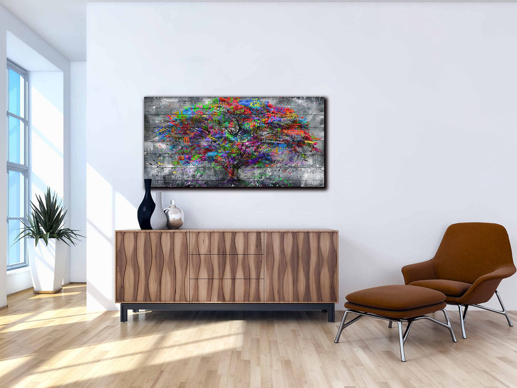 Tree Large Canvas Wall-Art - Graffiti Forest Wall Art - Abstract Modern Home Office Wall Decor Ready to Hang Size 59"