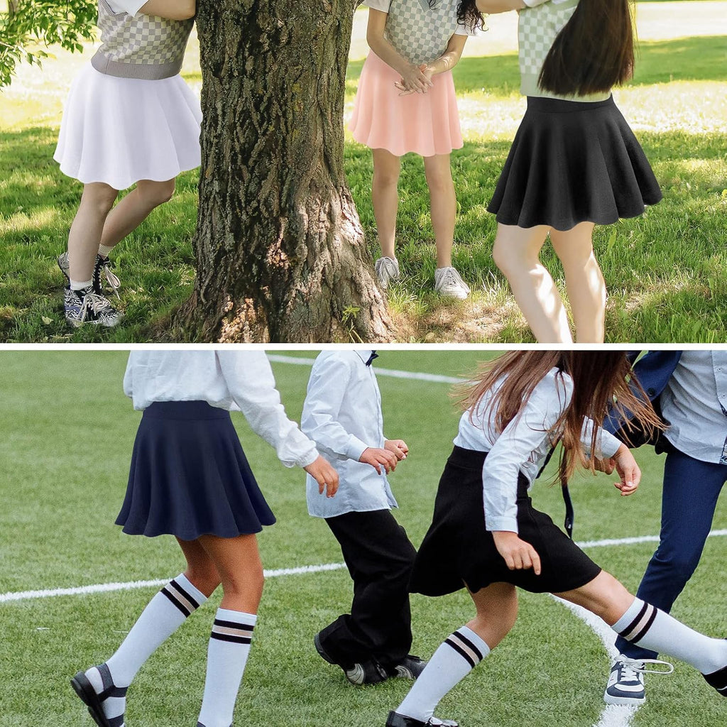Girls Casual Mini High Waist Flared Pleated Skater Uniform Skirts