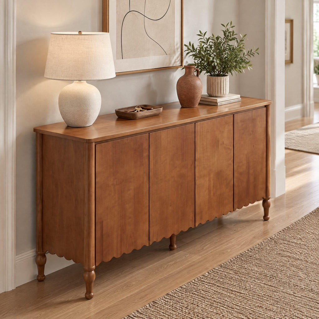59" Rustic Sideboard Buffet Cabinet with 4 Doors and 2 Shelves