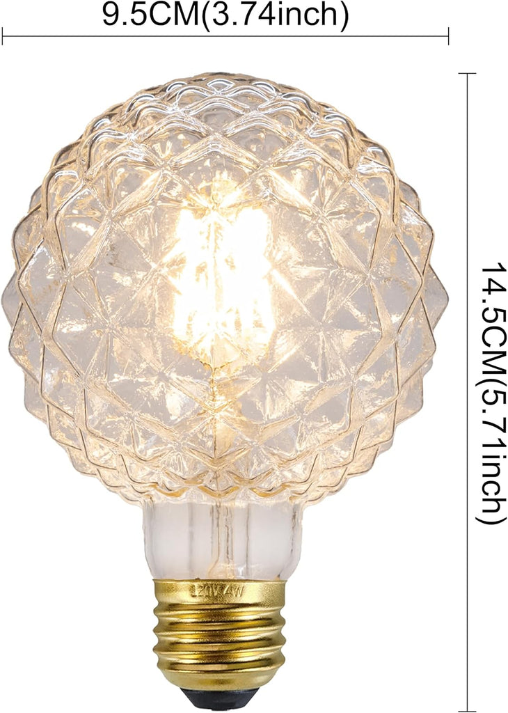 G30 Edison LED Bulb,4W 2500K Warm White 400lm E26 Hard Glass Non‐Dimmable Vintage Decorative Light Bulb