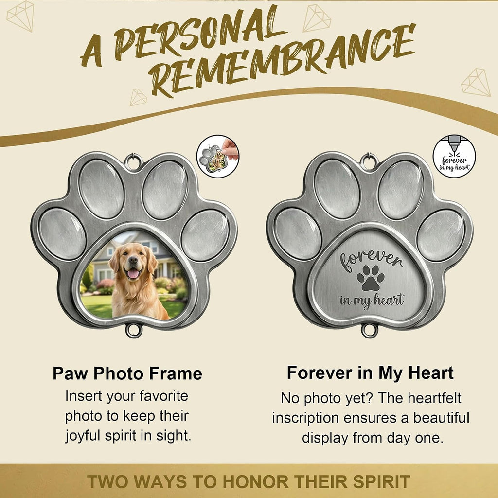 Dog Memorial Gifts, Pet Memorial Suncatcher with Paw Photo Frame
