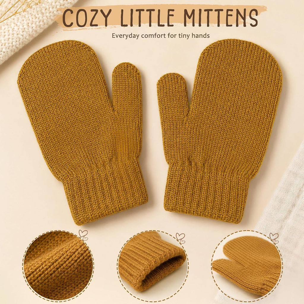 Baby Toddler Winter Beanie Hat Mittens and Neck Warmer with Bear Ear Set