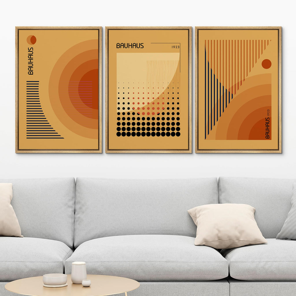 Framed Canvas Print Wall Art Bauhaus Art Prints Abstract Mid Century Modern Wall Art Minimalist Decor - 16"x24"x3