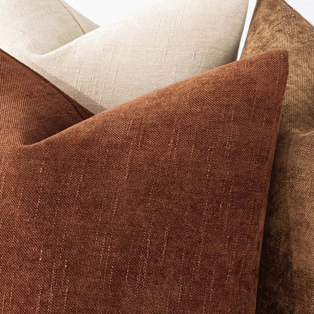 26x26 Inch Euro Textured Chenille Fall Throw Pillow Covers Dark Rust