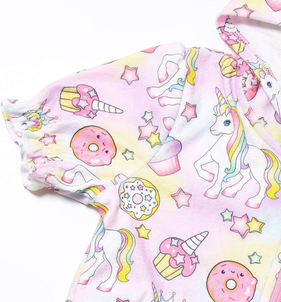 Girls Hooded Zip Terry Coverups Swim Beach Cover-Up Cotton Summer Short Sleeve