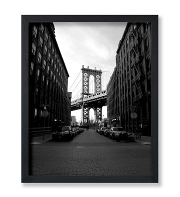 Manhattan Bridge Print - Streets of Brooklyn Poster - Black & White Photography - Architecture Wall Design - Travel