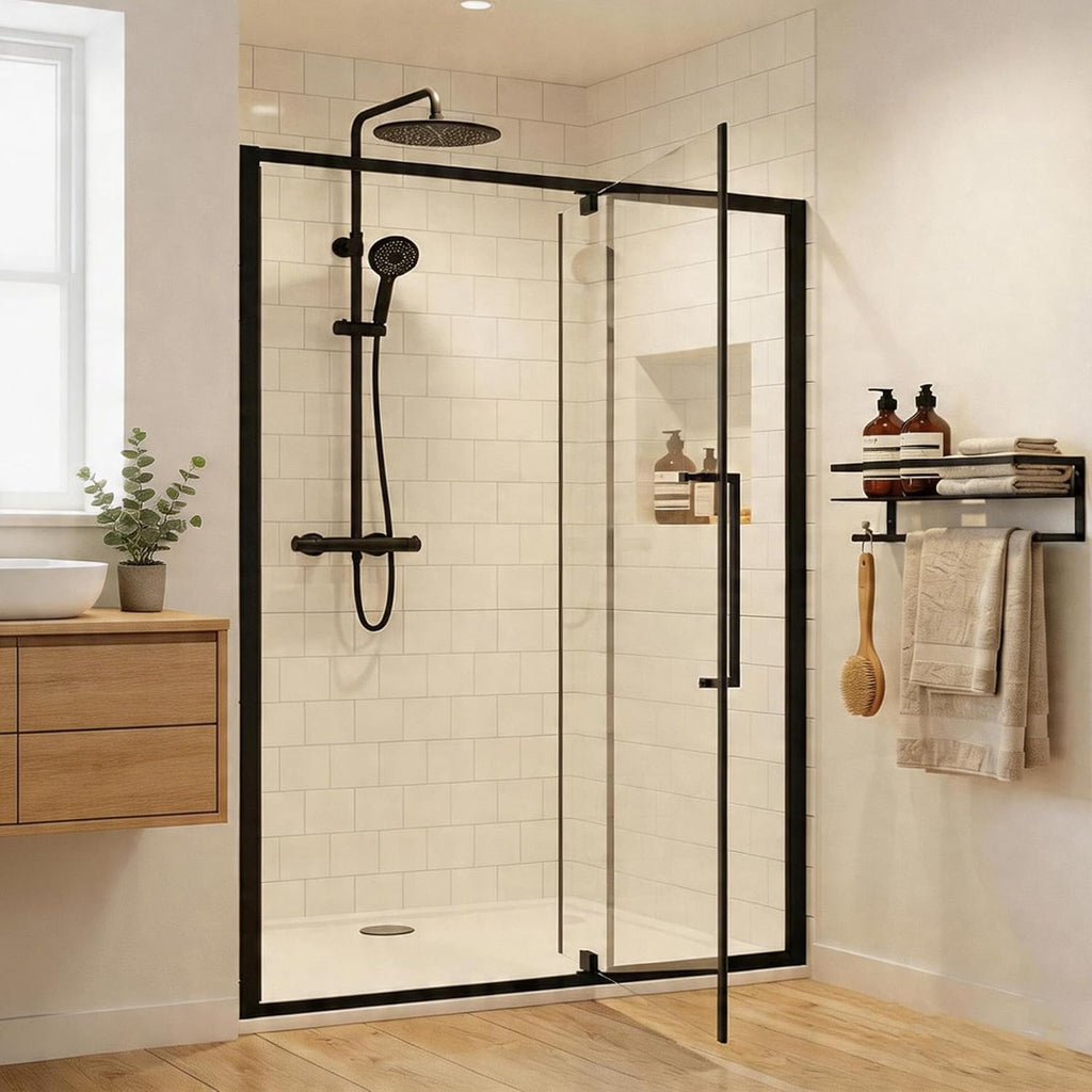 44-48" W x 72" H Pivot Shower Doors, Semi-Frameless Swing Glass Shower Doors Water Repellent