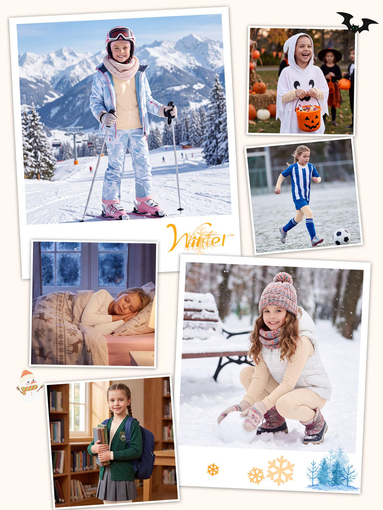 Kids Fleece Lined Thermal Underwear Thermal Set Base Layer Warm Set
