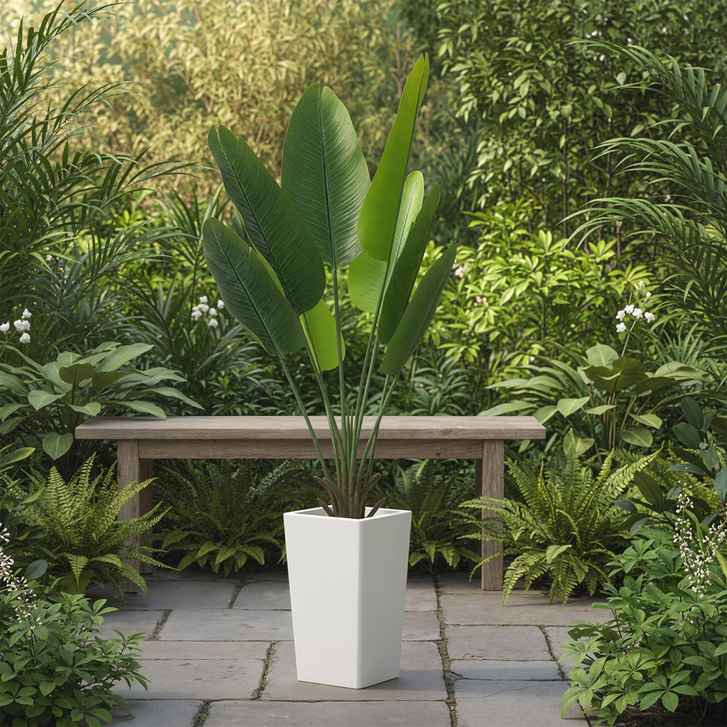 4.7FT Artificial Banana Leaf Tree Indoor, 56" Bird of Paradise Faux Floor Plant Tree, Large Fake Tropical Potted