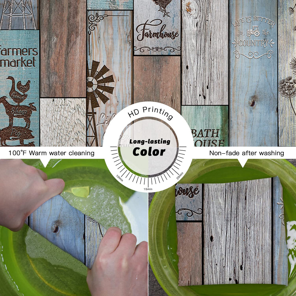 Farmhouse Rustic Set Vintage Country Shower Curtains Wood Farmhouse Bathroom Decor Polyester Fabric-72" x 72"