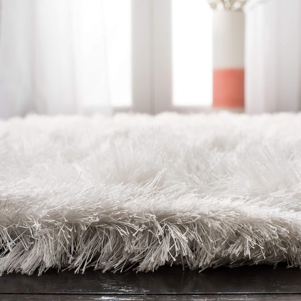 Ocean Shag Collection Runner Rug - 2'3" x 6', Ivory, Handmade Solid, 2.4-inch Thick Ideal for High Traffic Areas
