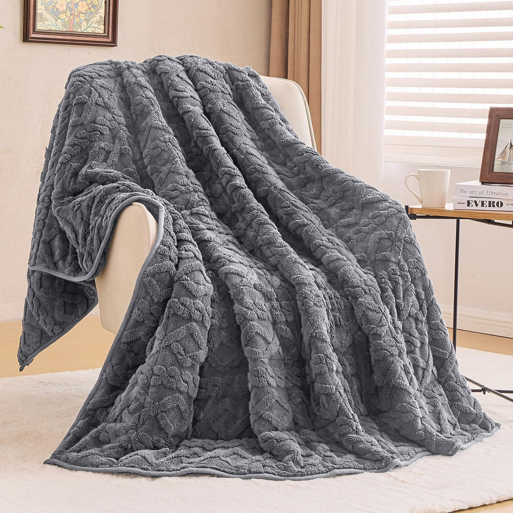 Weighted Blanket for Adults Twin Size 15 lbs, Dual Sided Soft Fuzzy Jacquard Sherpa Weighted Blankets for Sleeping