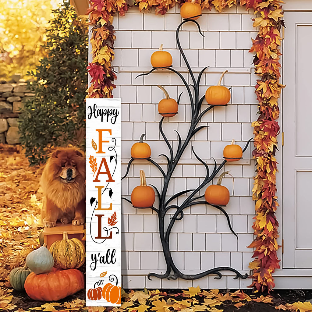 Happy Fall Y'all Wooden Porch Sign 47" Thanksgiving Large Welcome Porch Sign for Pumpkin Sign Autumn Home Front Door