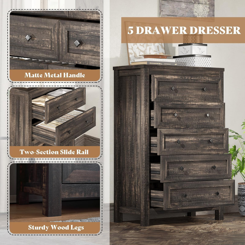 47"TallFarmhouseDresser, BedroomStorageChest, Oak