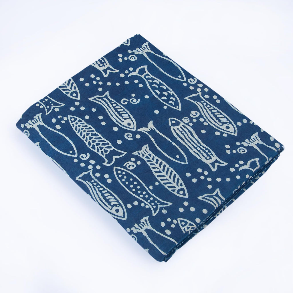 Block Print Fabric by The Yard Abstract Indigo Fabric 44" Width Machine Washable 100% Pure Cotton Boho Style Handmade