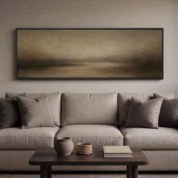 Large Framed Horizontal Abstract Landscape Wall Art, 60x20