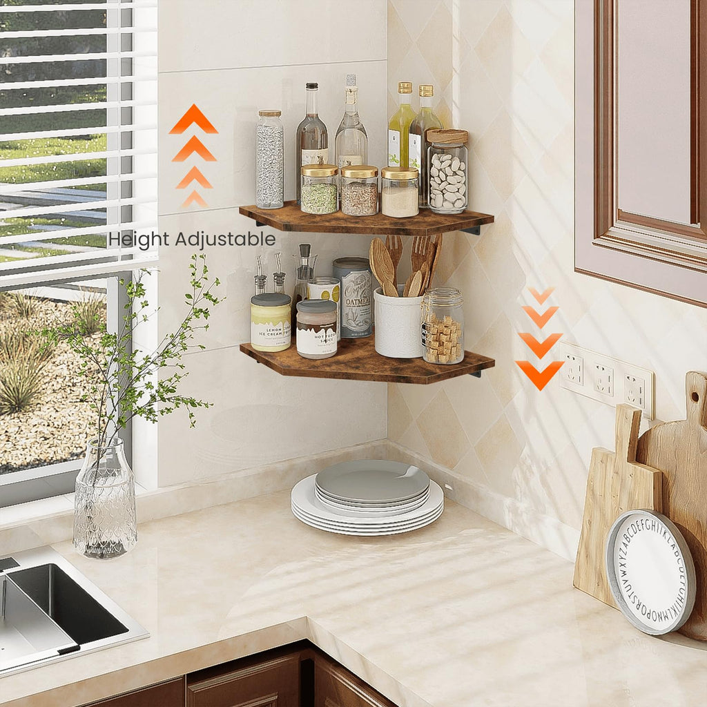 Corner Shelf Wall Mount, Set of 2 Floating Corner Shelf Organizer for TV Accessories, Speaker, Cable Box, Game