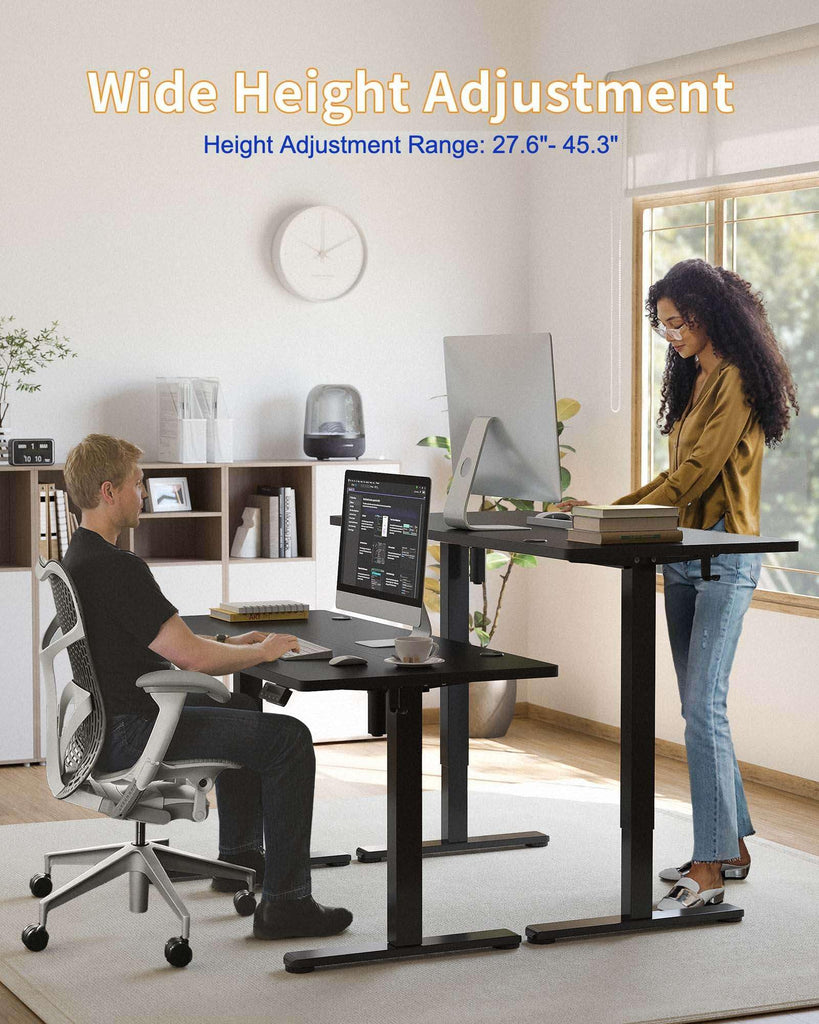 Electric Standing Desk, 55 x 24 Inches Stand Up Desk with Splice Board, Adjustable Height Desk, Computer Desk, Black