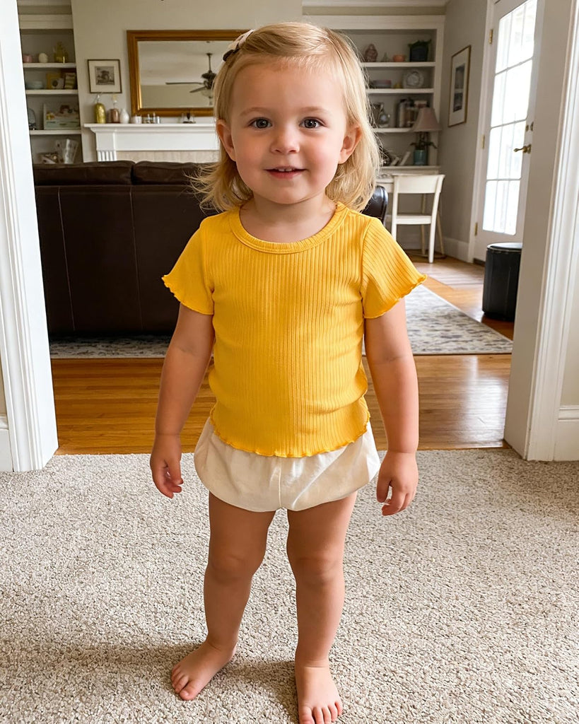 Pack Toddler Baby Girl Shirts Multi-Color Crewneck Basic Tees