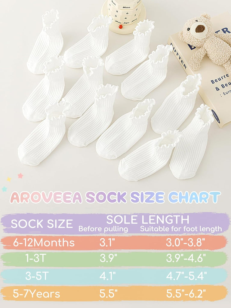 Toddler Girls Socks 12 Pack Grip Kids Cotton Socks for Toddlers 6M