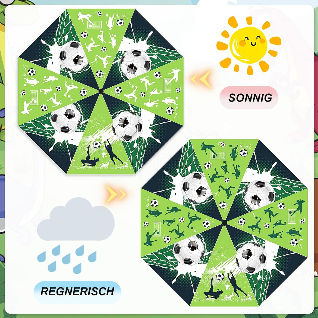 Kids Compact Folding Umbrella for Backpack Pocket Bag, Colour-changing Wet Dry Umbrella, Water Reacting, Windproof