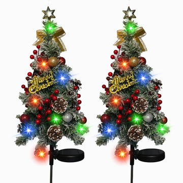 2 Pack Solar Christmas Tree Outdoor Christmas Decorations