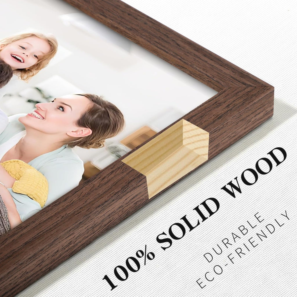 8x10 Picture Frames Solid Wood 6x8 Square Frame with Mat Oak 2 Pack