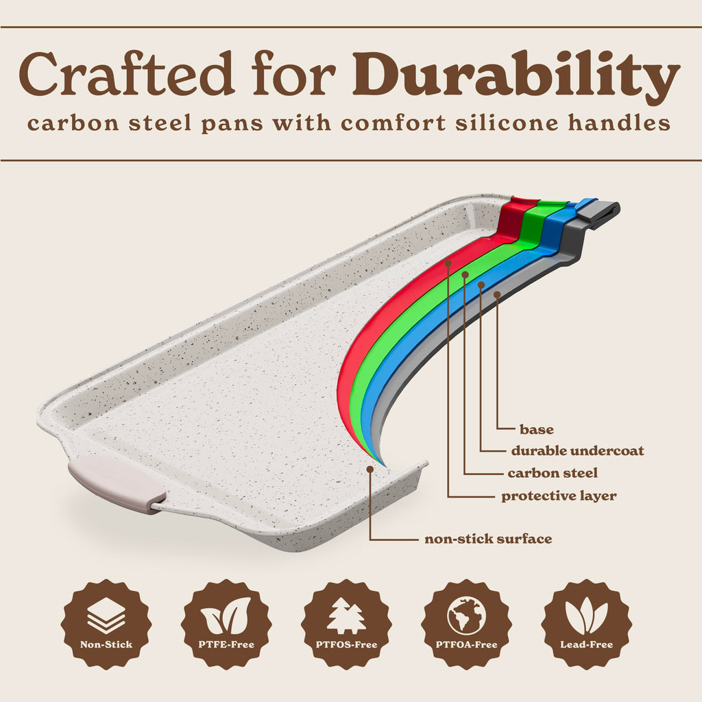 Nonstick Stackable Bakeware Set - Heavy Duty, Durable, Easy Release Baking Set, Cream, 10 Pcs