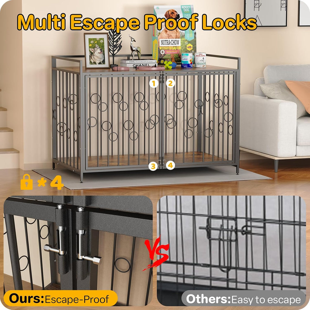 42" Dog Crate Furniture Style, Decorative Wooden Dog Cage