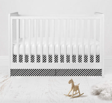 Love 100 Percent Cotton Percale Crib/Toddler Bed Skirt (Warp Stripes, Black)