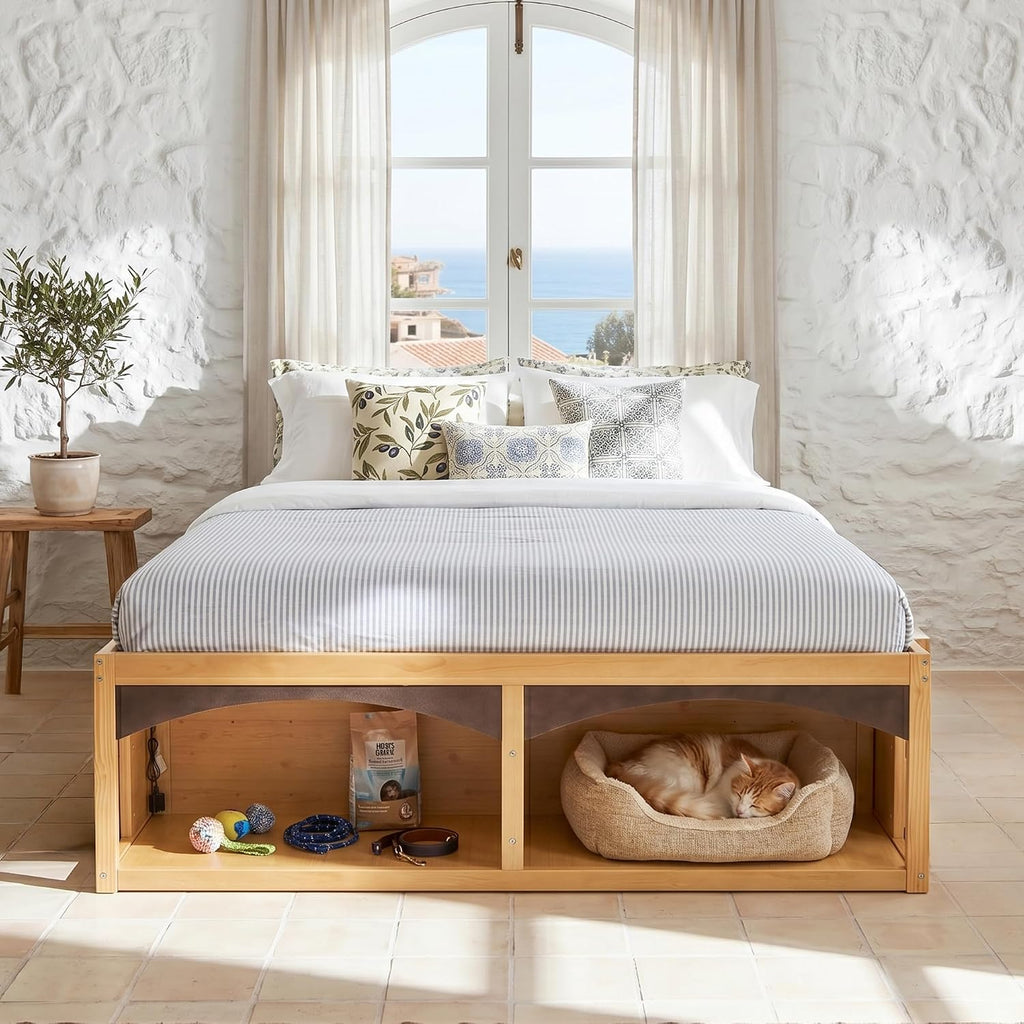 22" H Japanese Wood Bed Frame with Storage Drawers