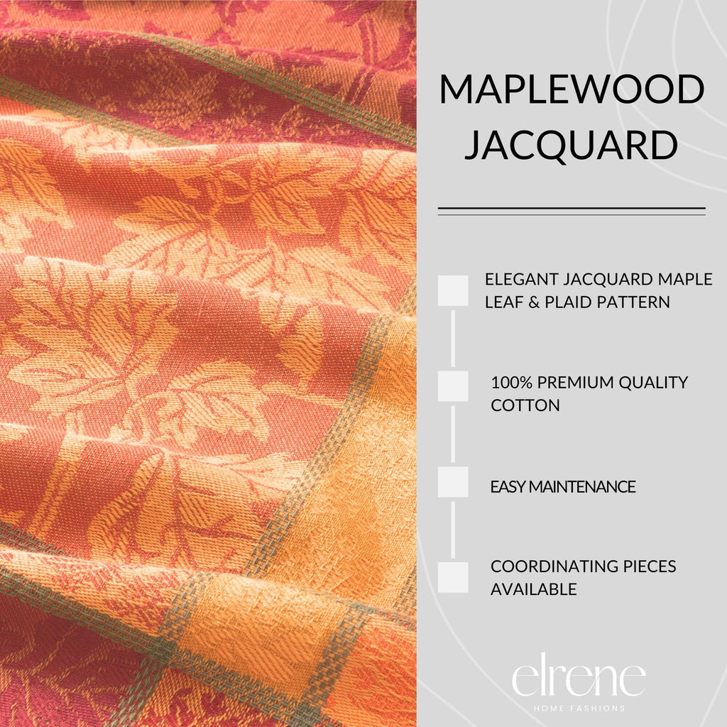Maplewood Jacquard Harvest Cotton Tablecloth, Multicolor - 70" W x 70" L Round