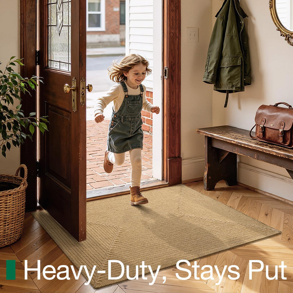 Natural Jute Indoor Door Mat, 24 x 36, Non-Slip Handwoven Entryway Mat