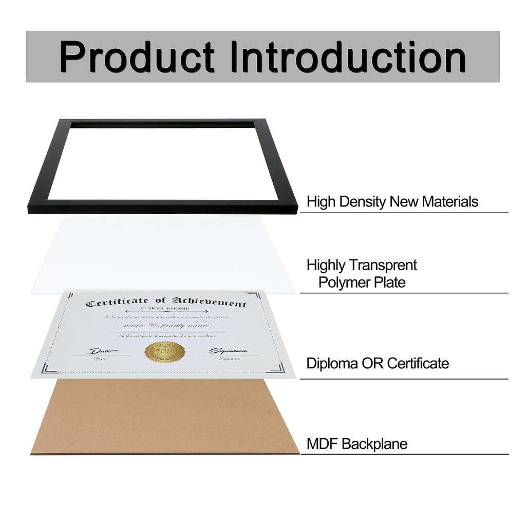 8.5x11 Certificate Frame - Classic Black Color Frame - Document&Certificate - Displays Diploma 8.5x11 Inch - For